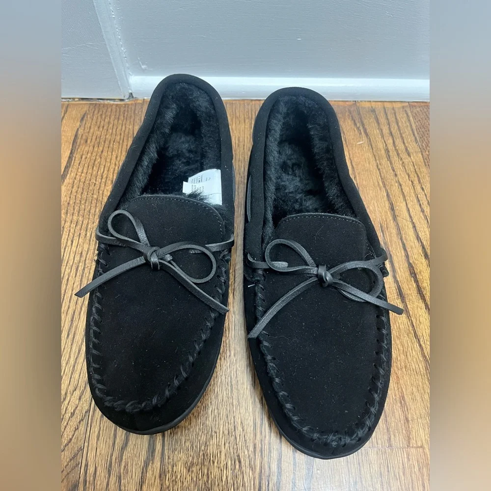 J.Crew Sherpa-lined suede slippers